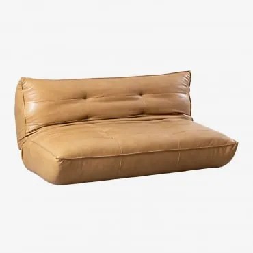 Sofá reclinável de 2 lugares em couro sintético Mati Camelo - Sklum
