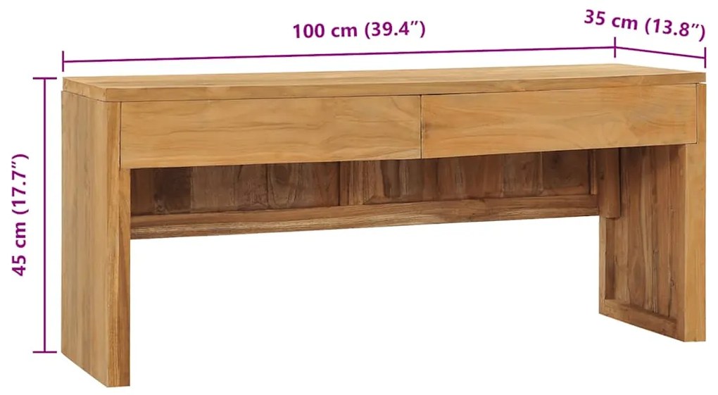 Móvel de TV 100x35x45 cm madeira de teca maciça
