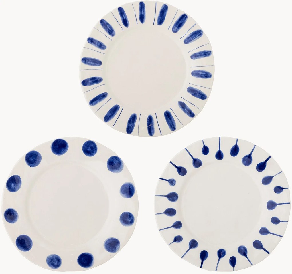 Pratos de jantar pintados à mão Linora, conjunto de 3