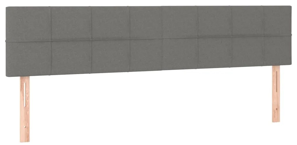 Cama box spring c/ colchão e LED 160x200 cm tecido cinza-escuro