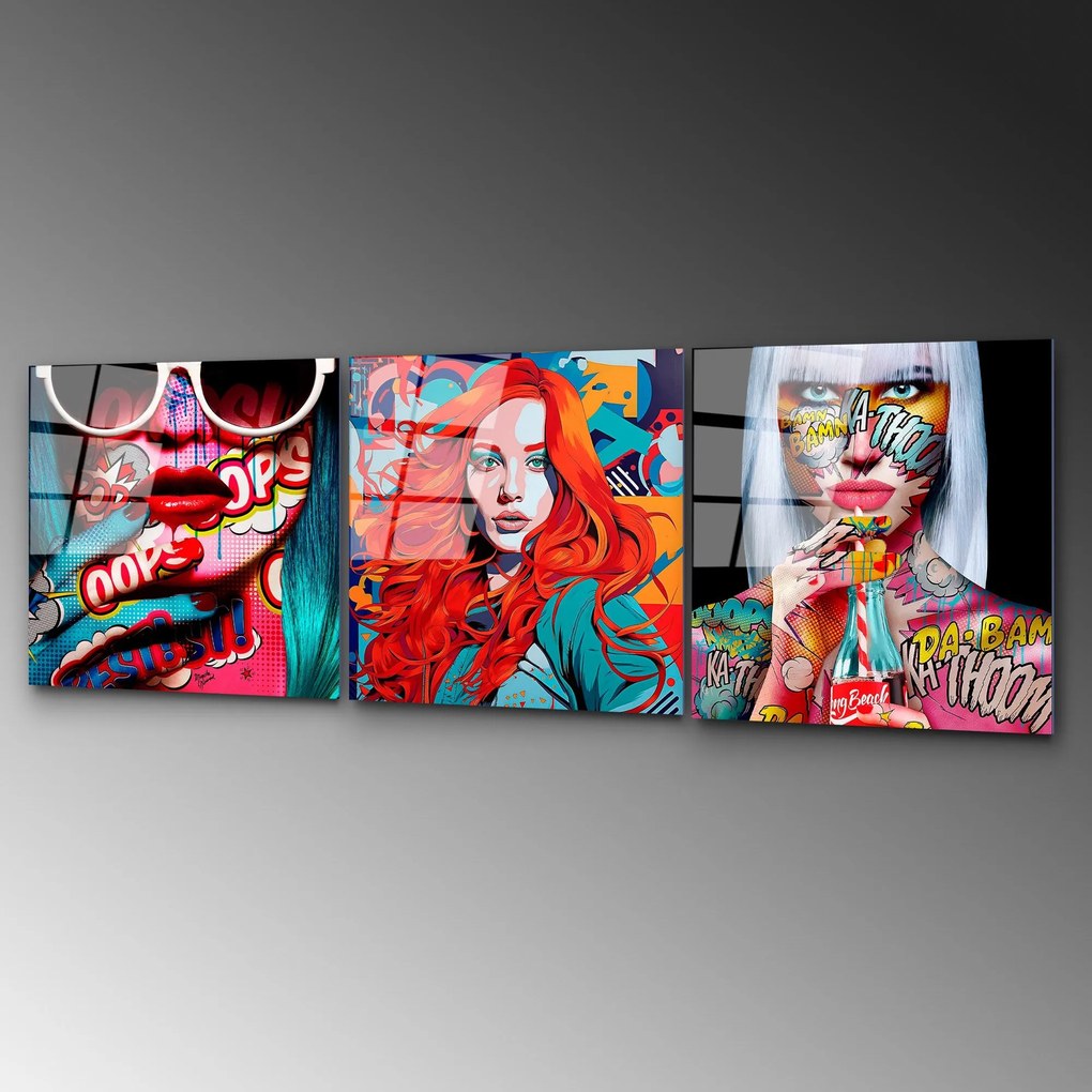 Conjunto de Quadros Decorativos em Vidro Temperado UV-858 – Multicolor