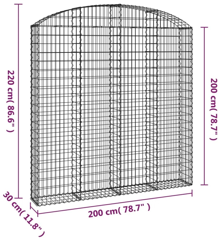 Cesto gabião arqueado 200x30x200/220 cm ferro galvanizado