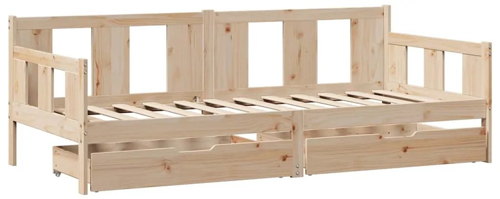 Sofá-cama com gavetas 90x200 cm madeira de pinho maciça