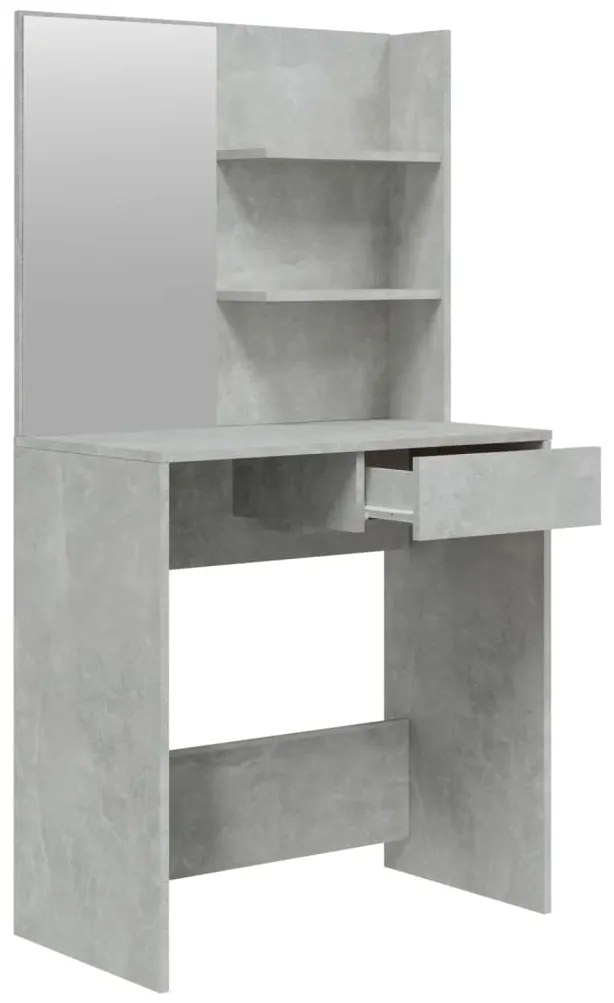 Toucador com espelho 74,5x40x141 cm cinzento cimento