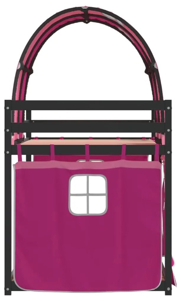Beliche com cortinas 90x200 cm madeira de pinho maciça rosa