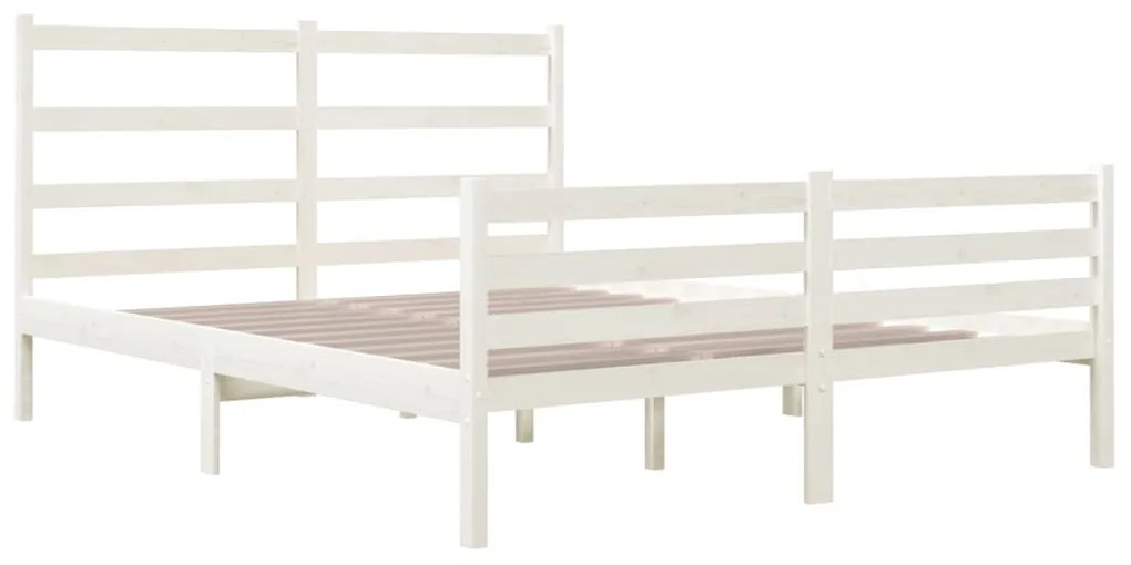Estrutura de cama pequena casal 120x190 cm pinho maciço branco
