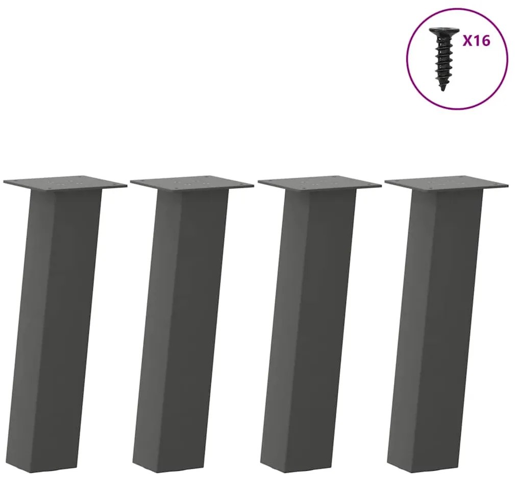 vidaXL Pés para mesa de centro 4 peças antracite 30 cm aço