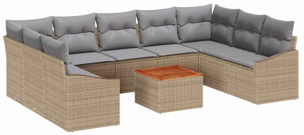 Conjunto de Sofás de Jardim 10 pcs Bege, cinza claro