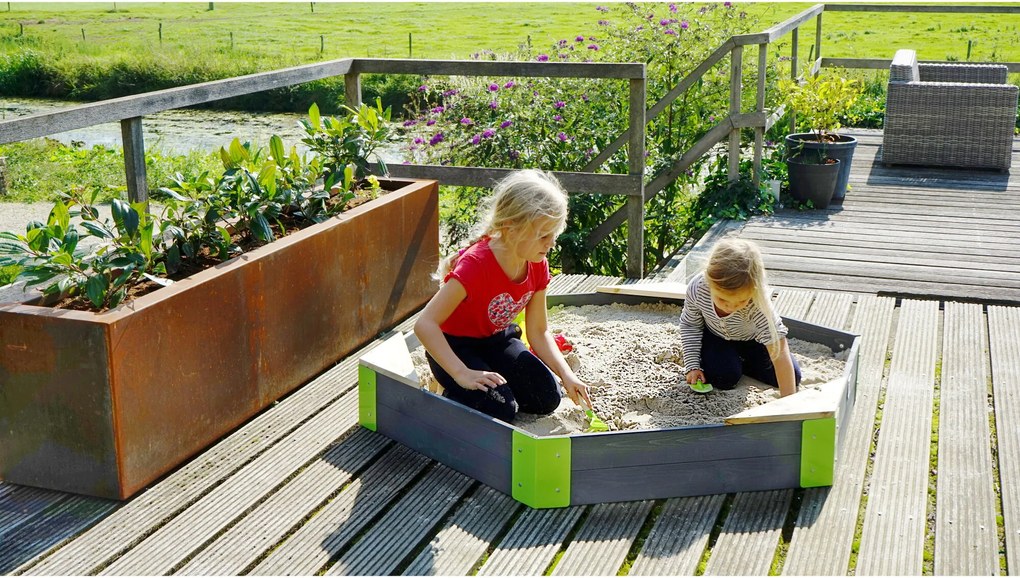 Caixa de areia para crianças hexagonal em madeira Aksent 160 x 140 cm Cinzenta