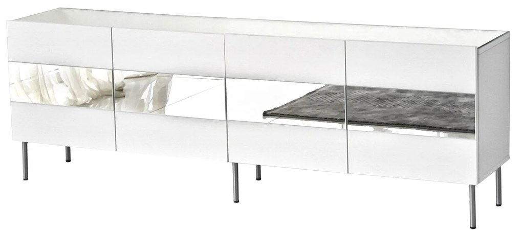 Móvel TV Leon – Branco e Prateado – 180 cm x 59 cm x 35 cm