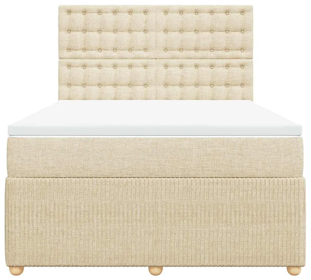 Cama com molas/colchão 140x200 cm tecido cor creme