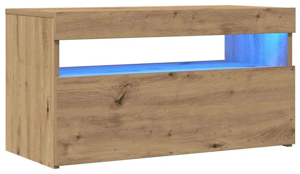 Móvel TV c/ luzes LED 2pcs derivados madeira carvalho artisiano