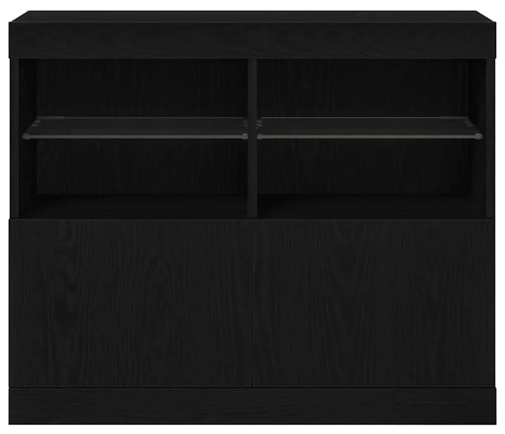 Aparador com Luzes LED Carvalho Preto 81x37x67 cm