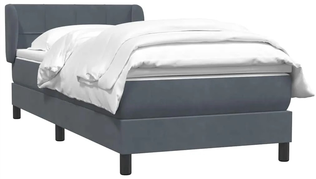 Cama com molas/colchão cinza-escuro 90x210 cm veludo