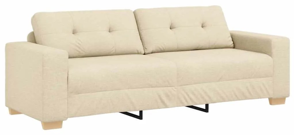 Conjunto de Sofá de 3 Peças com Almofadas em Tecido Creme