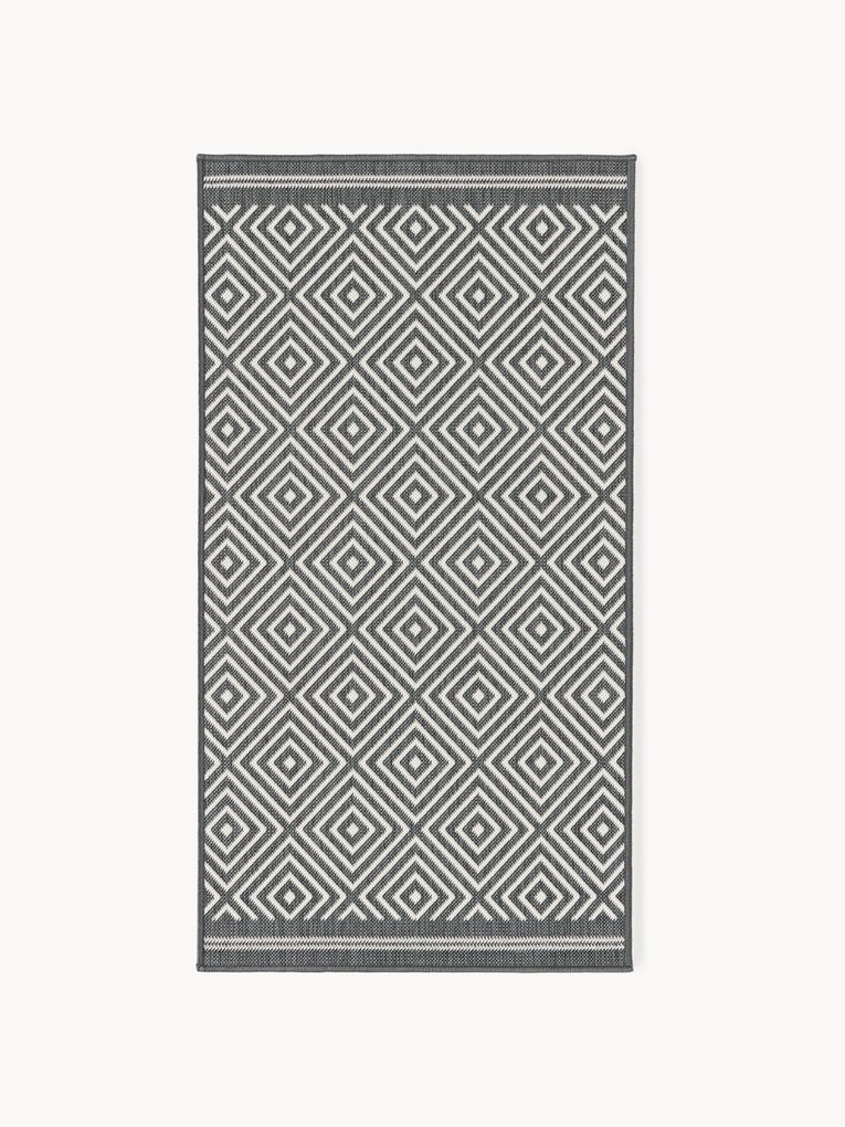 Tapete reversível para interior e exterior com padrão de diamante Reddy