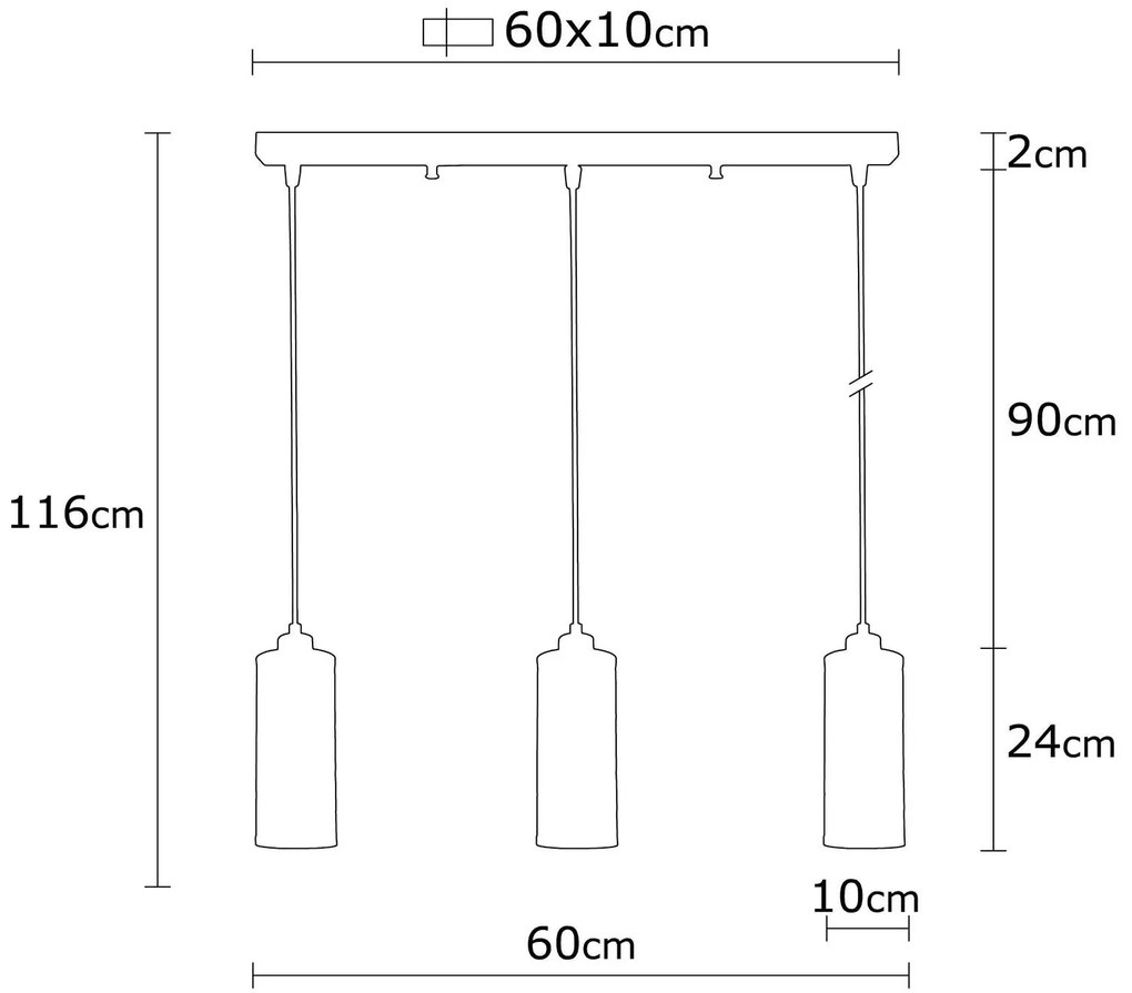 Chandelier Amasra – Preto Bronze – 60 x 10 cm