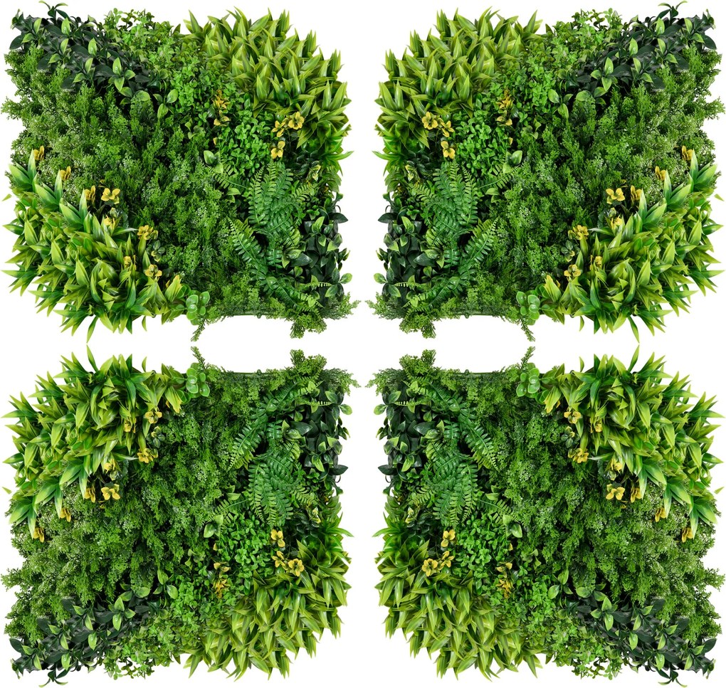 Outsunny 12 peças Parede de plantas artificial 50 x 50 cm Proteção UV Tela de privacidade Design multifolhas para decoração exterior de jardim | Aosom Portugal