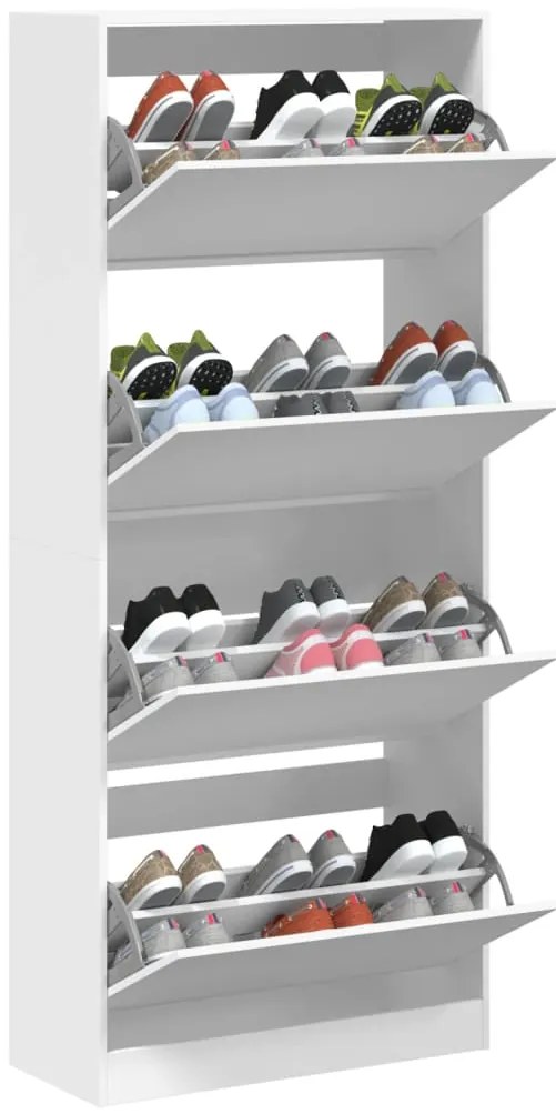 Sapateira com 4 gavetas articuladas 80x34x187,5 cm branco
