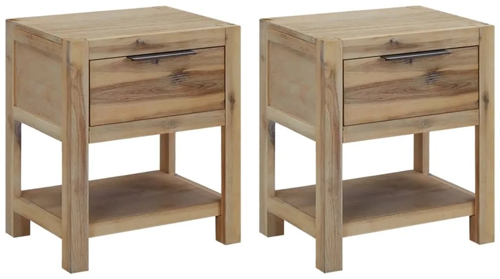 Mesas de cabeceira com gavetas 2 pcs 40x30x48 cm acácia maciça