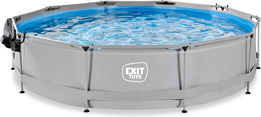 Piscina redonda Soft ø360x76cm com bomba de filtragem e cobertura - cinzenta
