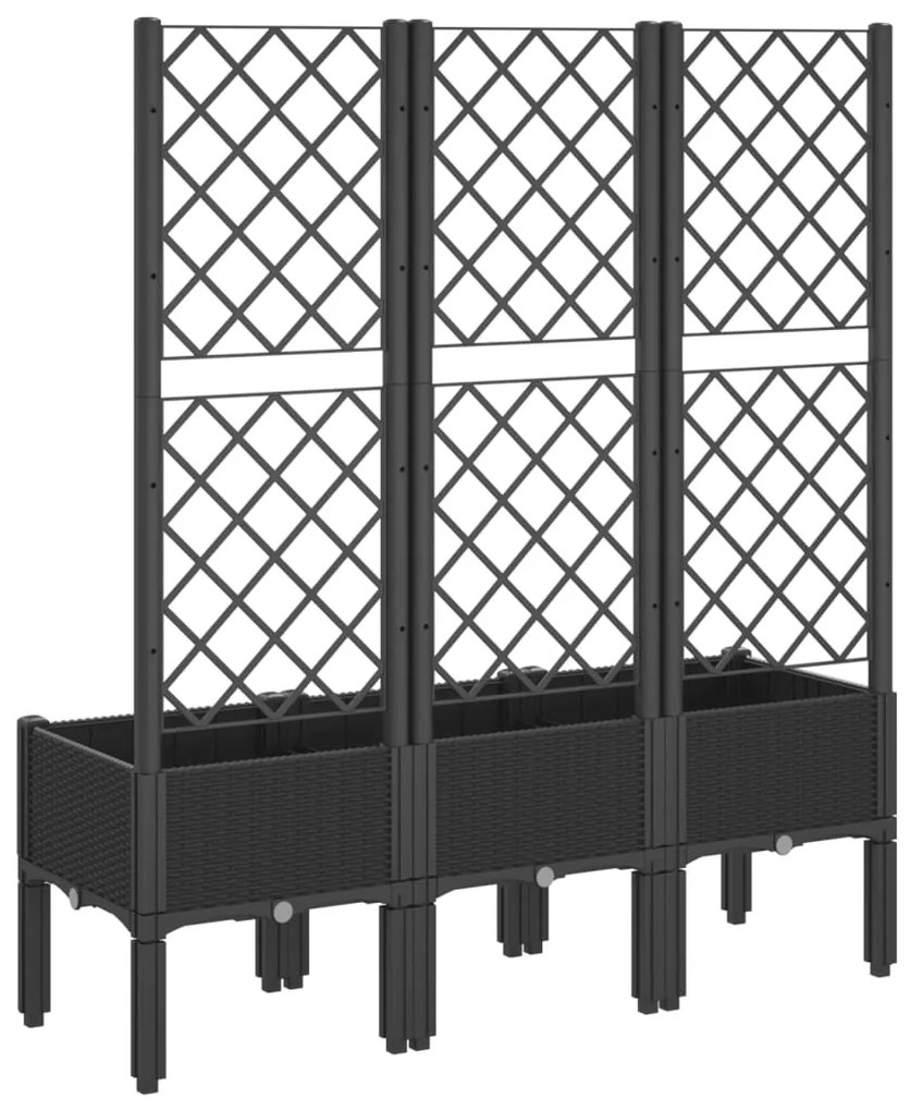 Vaso/floreira de jardim c/ treliça 120x40x142 cm PP preto