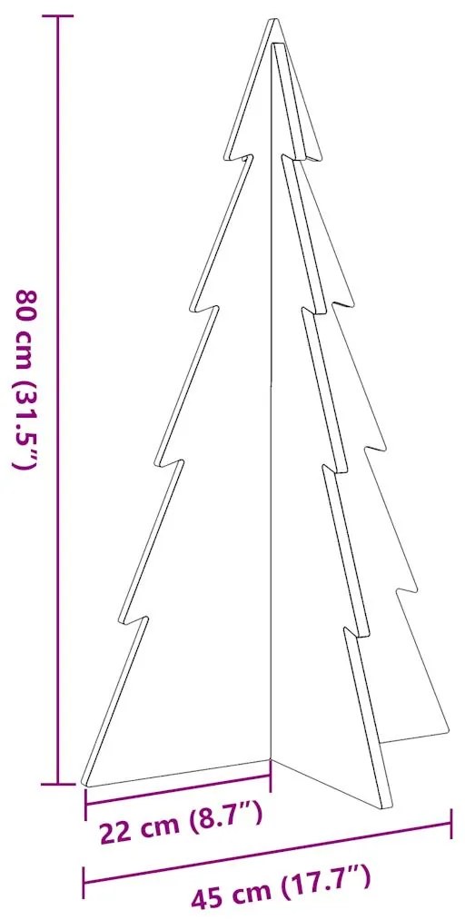 Árvore Natal decorativa 80 cm madeira de pinho maciça branco