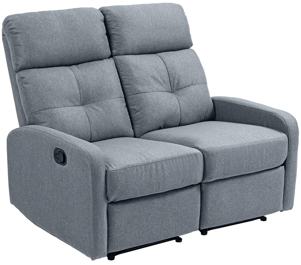 HOMCOM Sofá de 2 Lugares Reclinável Manual Sofá Relax Estofado em Linho com Apoio para Pés 118x95x101 cm Cinzento