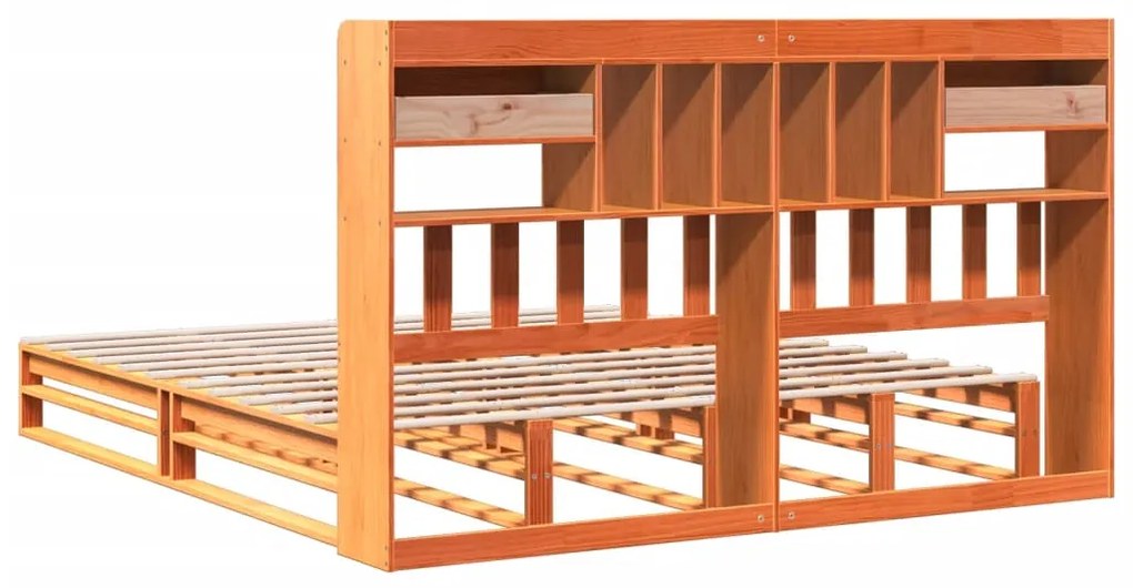 Cama com estante sem colchão 200x200 cm pinho maciço
