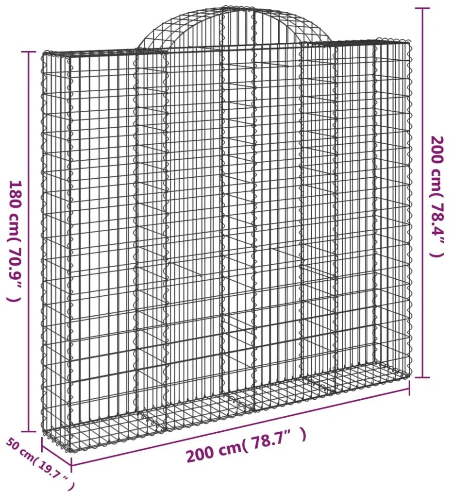 Cestos gabião arqueados 7pcs 200x50x180/200cm ferro galvanizado