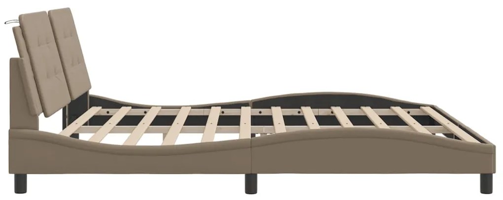 Estrutura cama cabeceira 200x200 cm couro artificial cappuccino