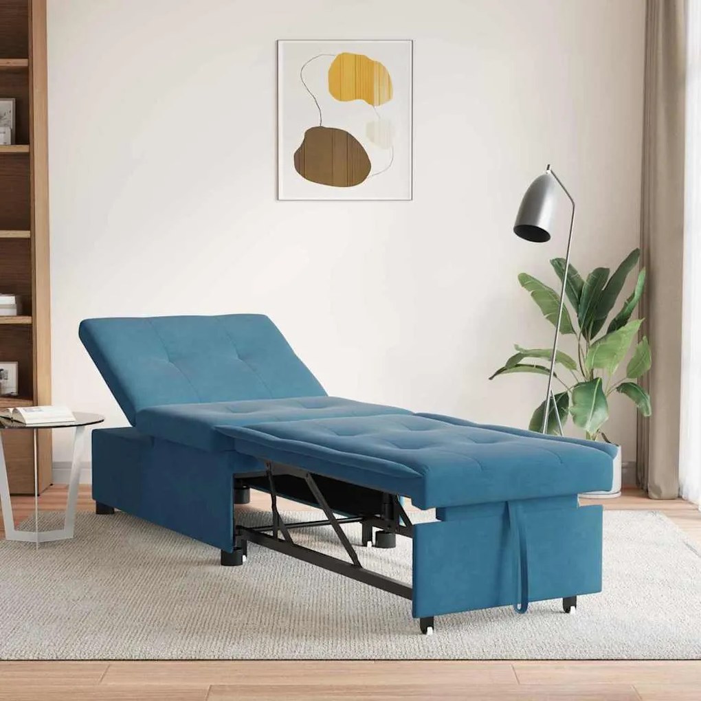 vidaXL Sofá-Cama Azul 67 x 194 x 38 cm Veludo