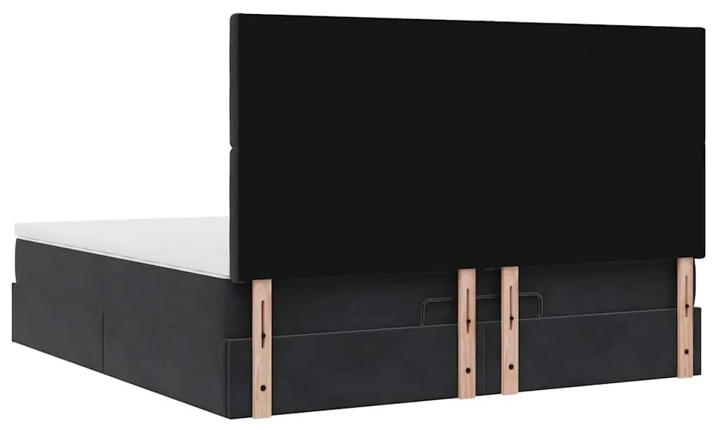 Estrutura de cama otomana com colchões 180x200cm veludo preto