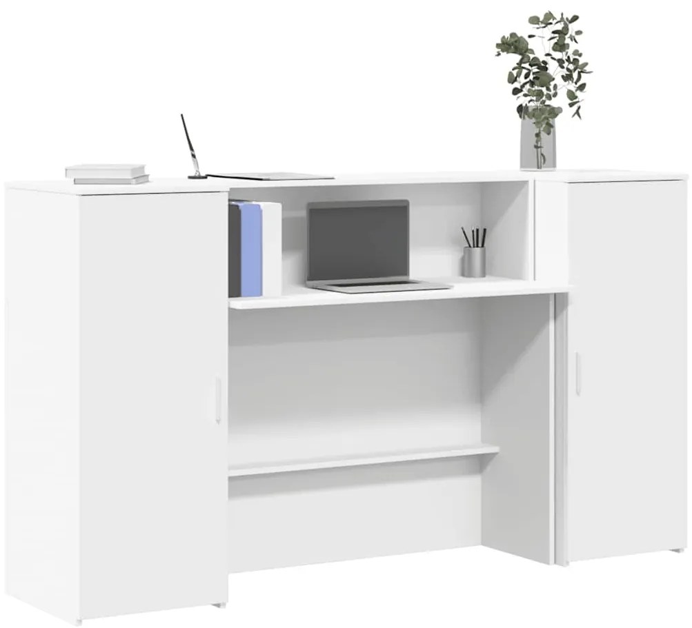 vidaXL Balcão de recepção 180x50x103,5 cm derivados de madeira branco