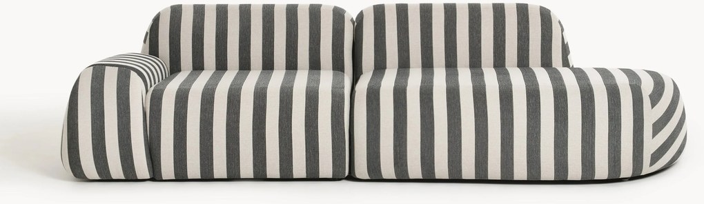 Módulo com chaise longue às riscas Wolke (3 lugares)