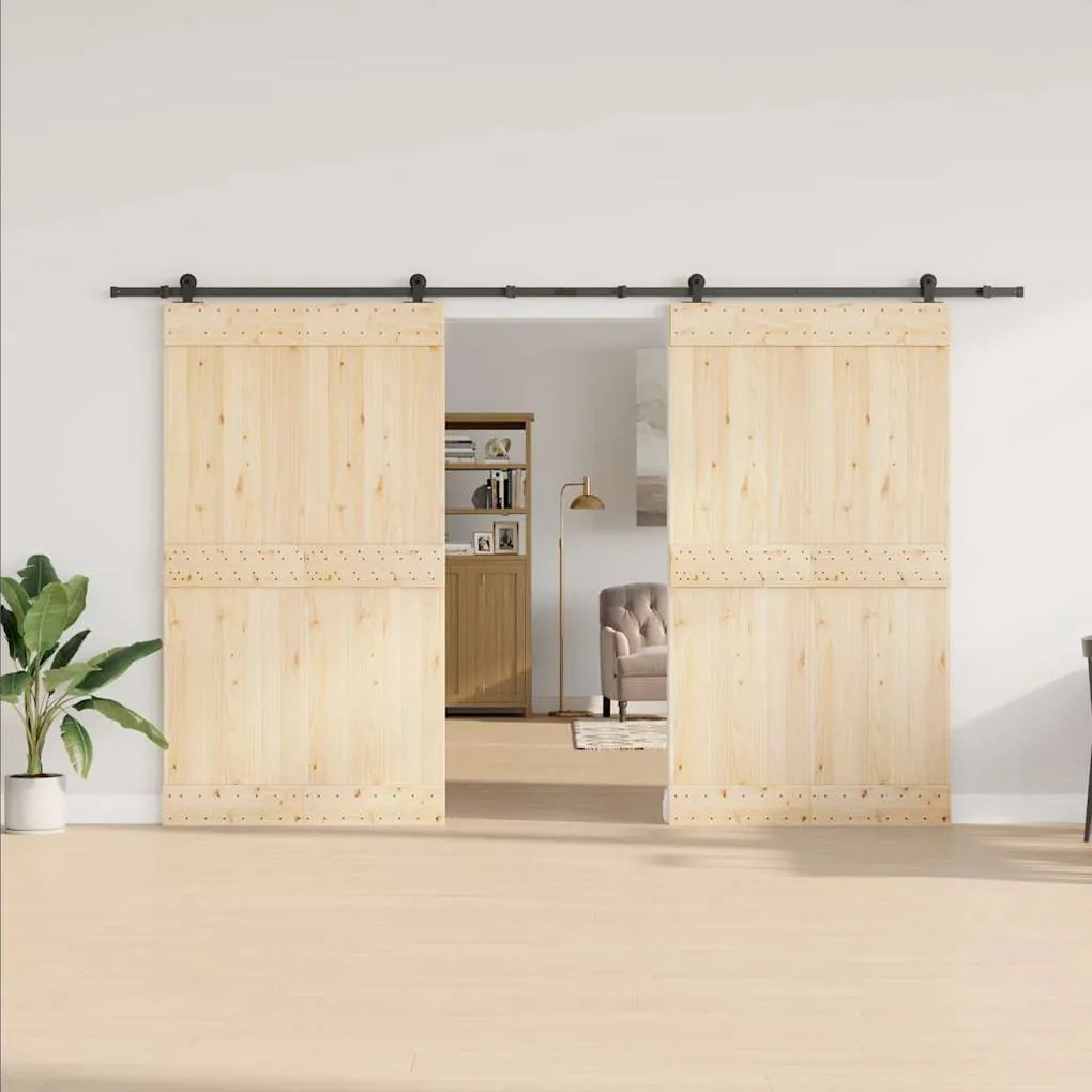 Kit de ferragens para porta deslizante 366 cm aço preto