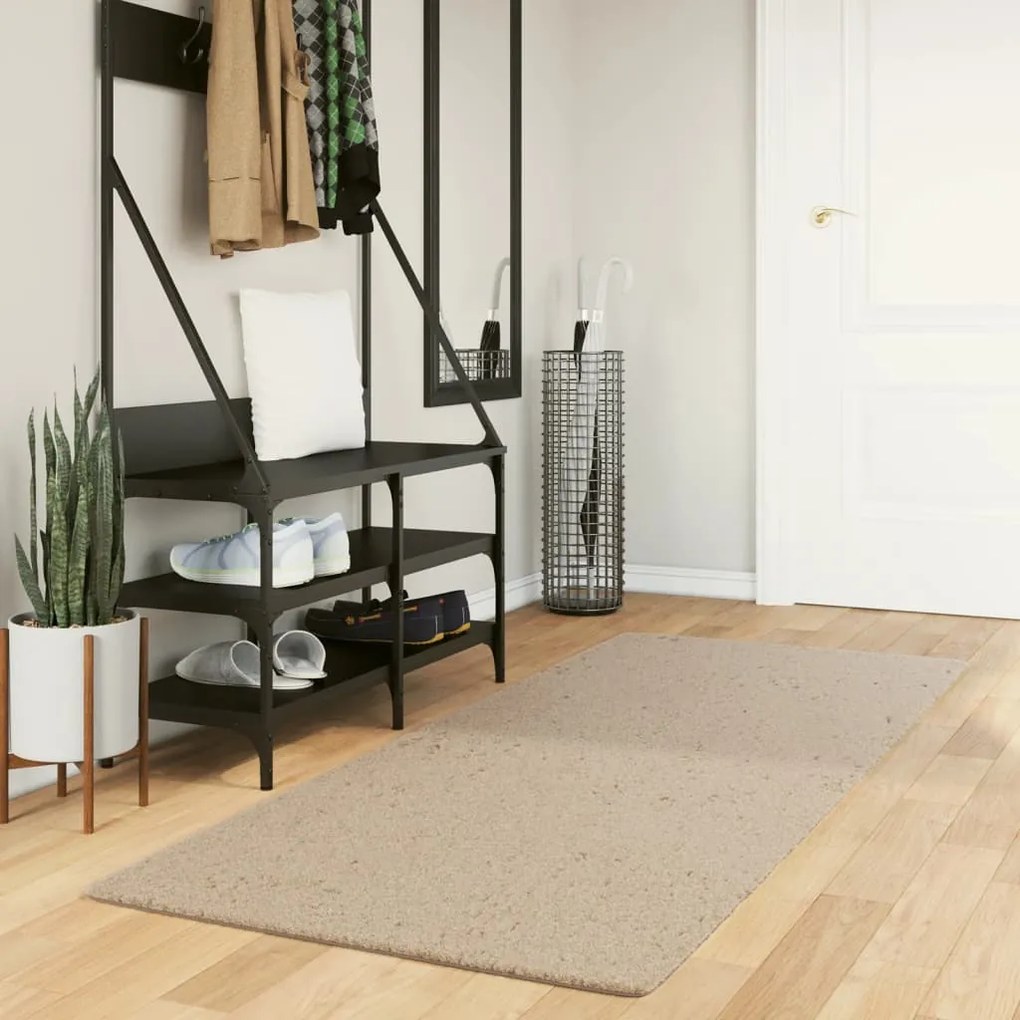 vidaXL Tapete pelo curto macio e lavável HUARTE 80x200 cm cor areia