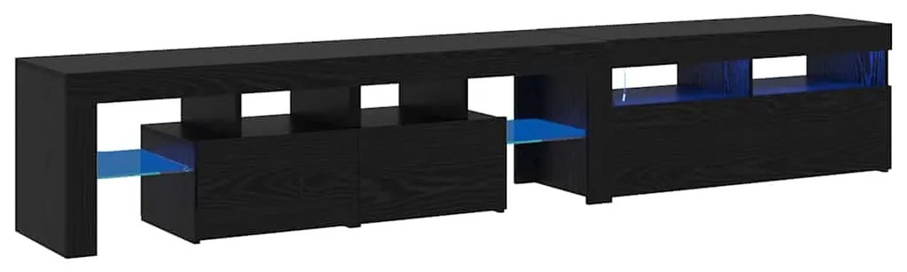 Aparadores de TV vidaXL 2 pcs com Luzes LED Carvalho Preto Madeira Eng
