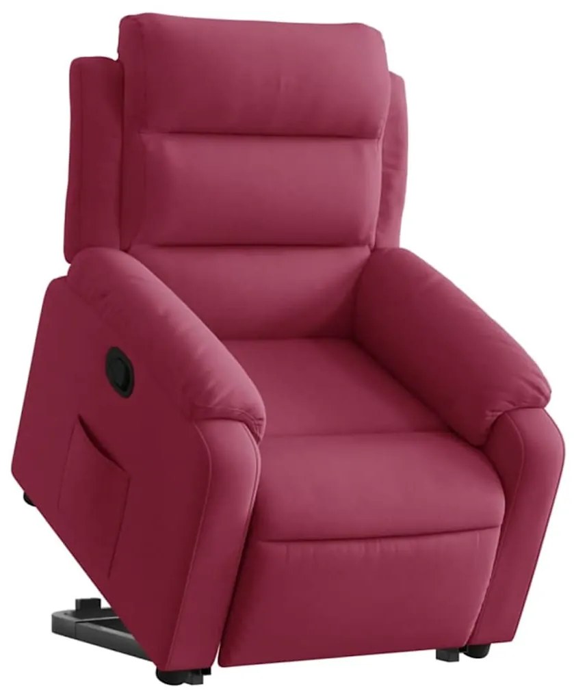 Poltrona massagens reclinável elevatória veludo vermelho tinto