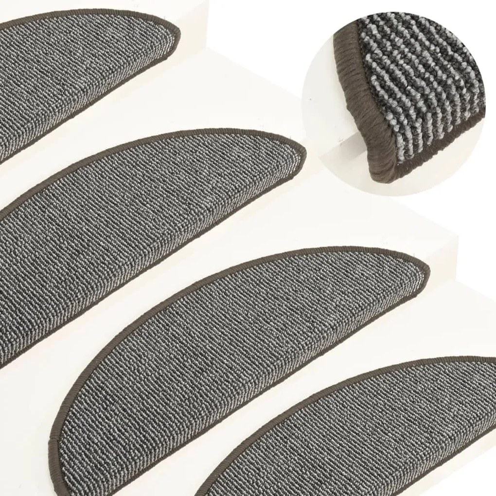 vidaXL Tapete/carpete para degraus 15 pcs 56x17x3 cm cinzento