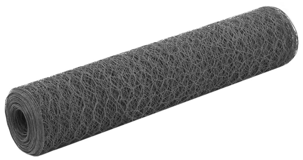 vidaXL Cerca arame galinheiro 25x0,75m aço c/revestimento PVC cinzento