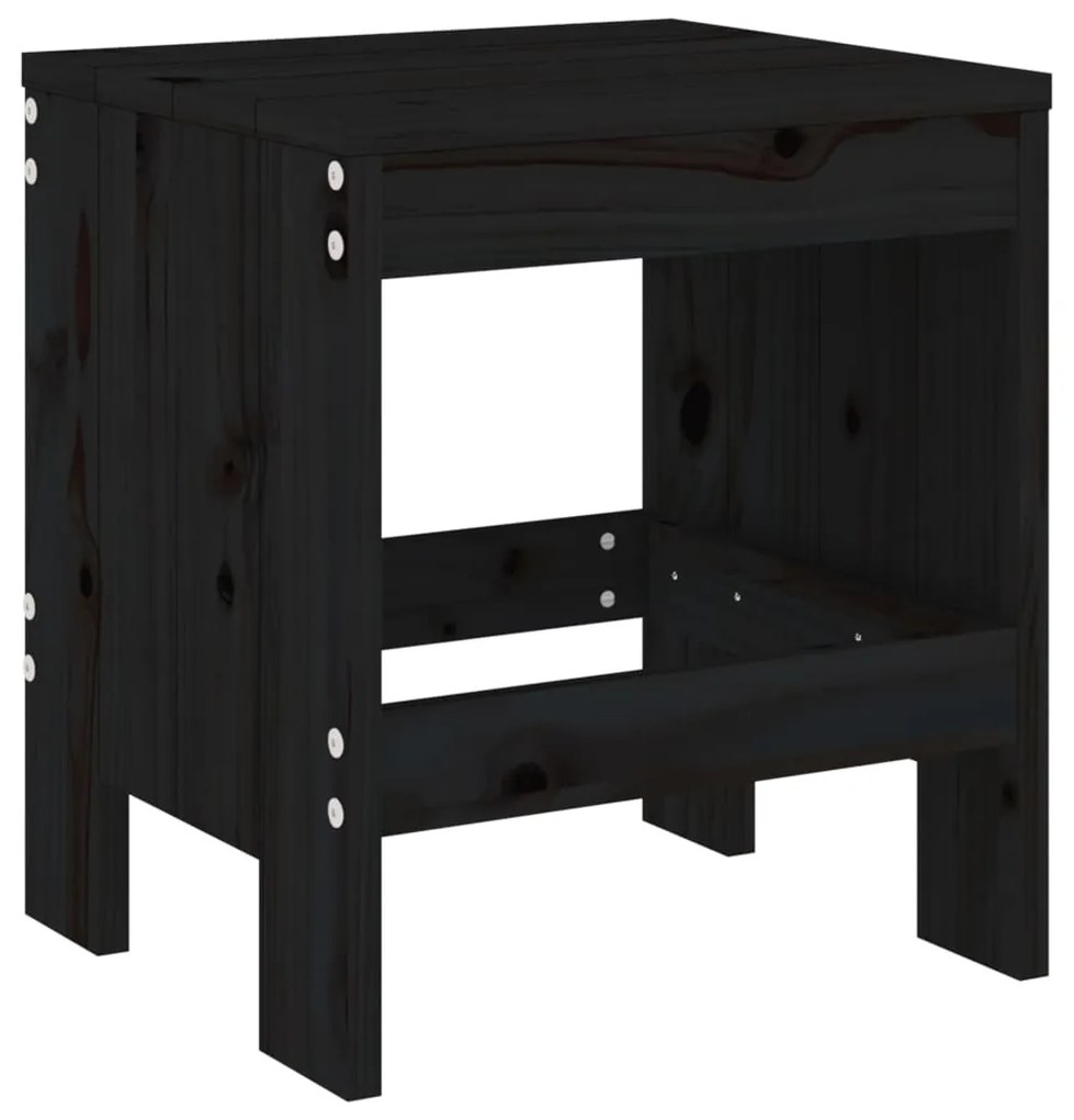 Bancos de jardim 2 pcs 40x36x45 cm pinho maciço preto