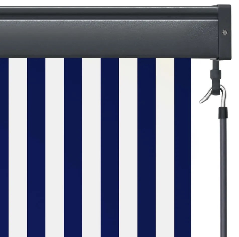 Estore de rolo para exterior 120x250 cm azul e branco