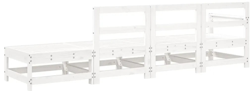 4 pcs conjunto lounge de jardim madeira de pinho maciça branco