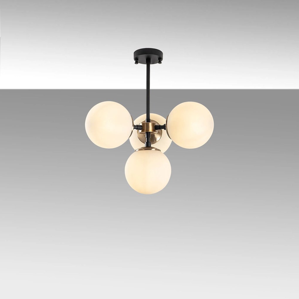 Candeeiro de Teto Akkas – Preto/Antique/Creme – 43 x 43 x 47 cm
