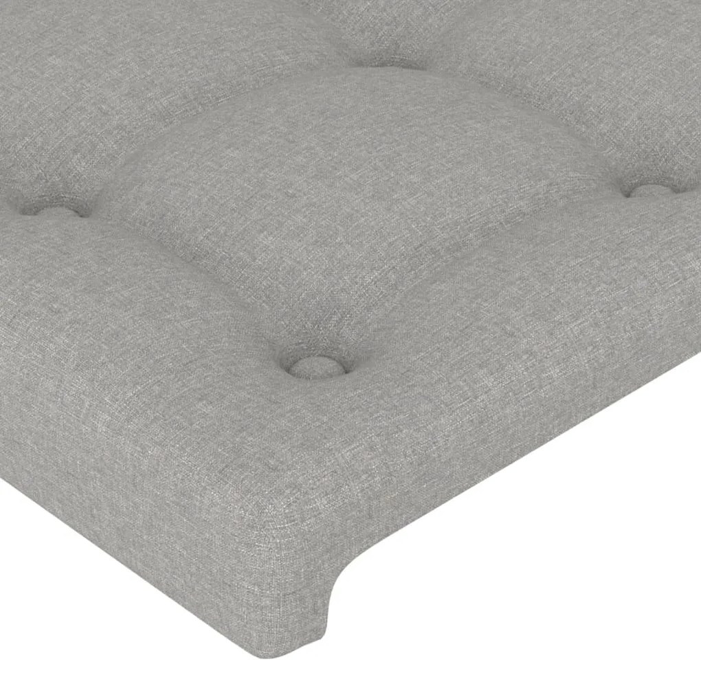 Cabeceira cama c/ luzes LED tecido 147x16x78/88 cm cinza-claro