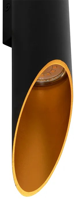 Candeeiro de parede moderno preto com dourado no interior 5,6 cm - Organo Moderno