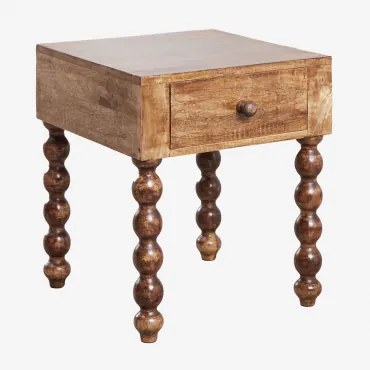 Pack De 2 Mesas De Cabeceira Retangulares 45x50 Cm Em Madeira De Manga Tessaia Madeira De Cabo Escuro - Sklum