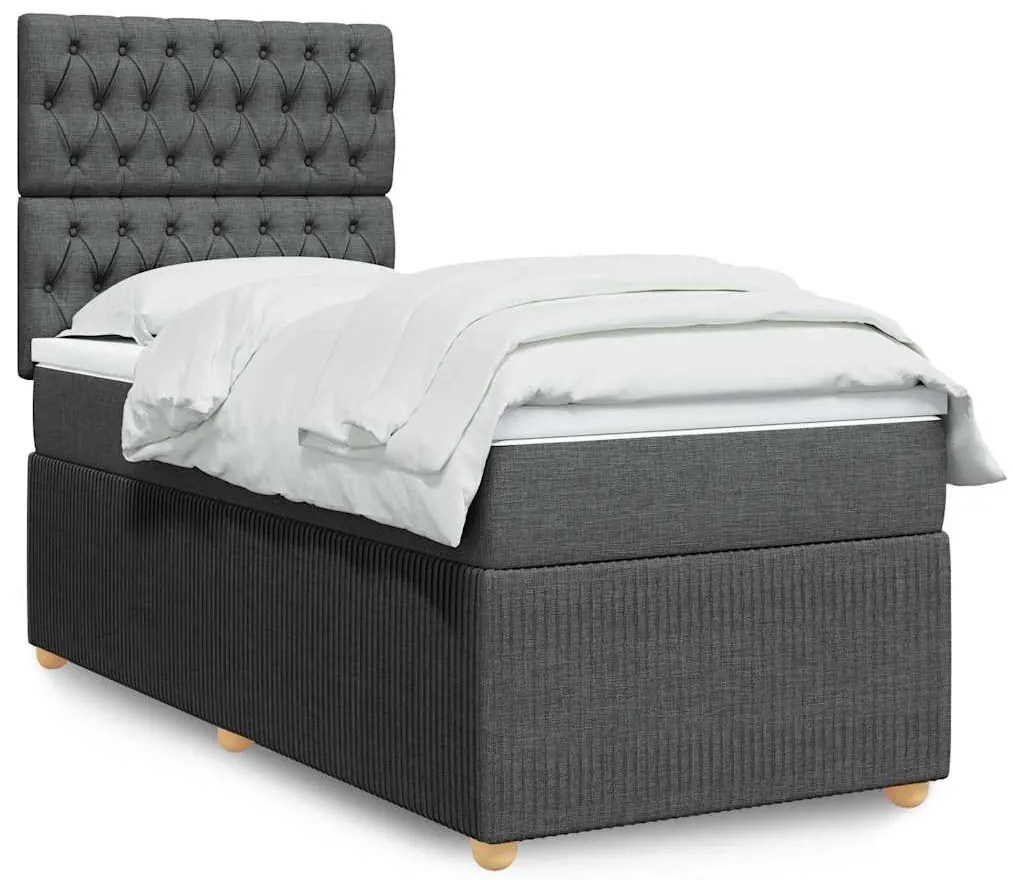 vidaXL Cama com molas/colchão 80x200 cm tecido cinzento-escuro