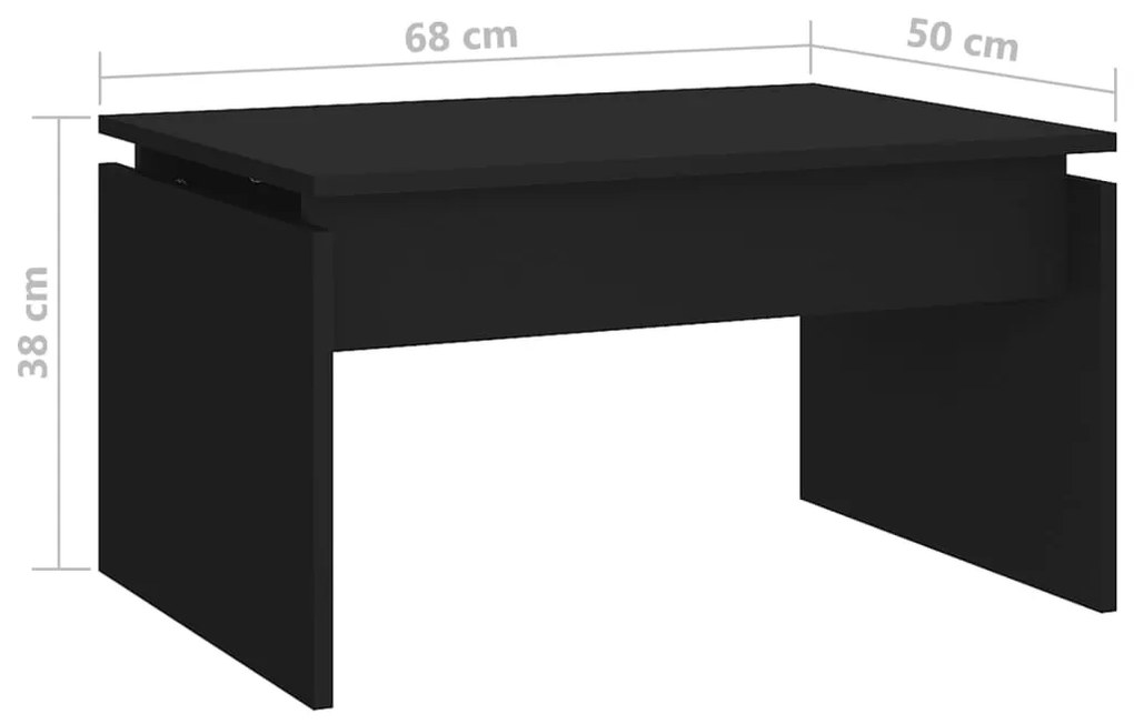 Mesa de centro 68x50x38 cm derivados de madeira preto